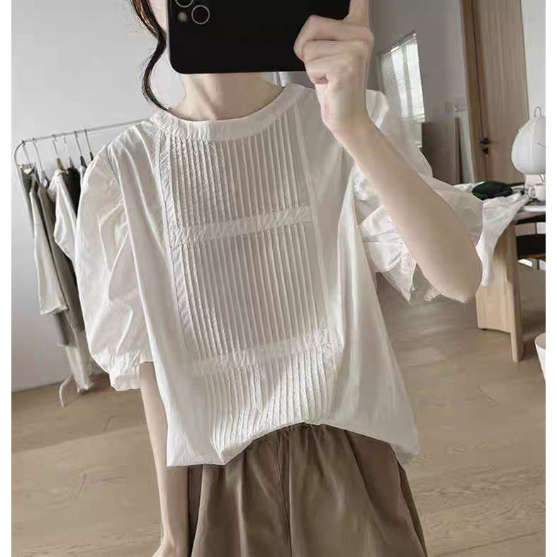 ÁO Sơ Mi công sở nữ kiểu thiết kế xếp ly trẻ trung LAMO- B1112