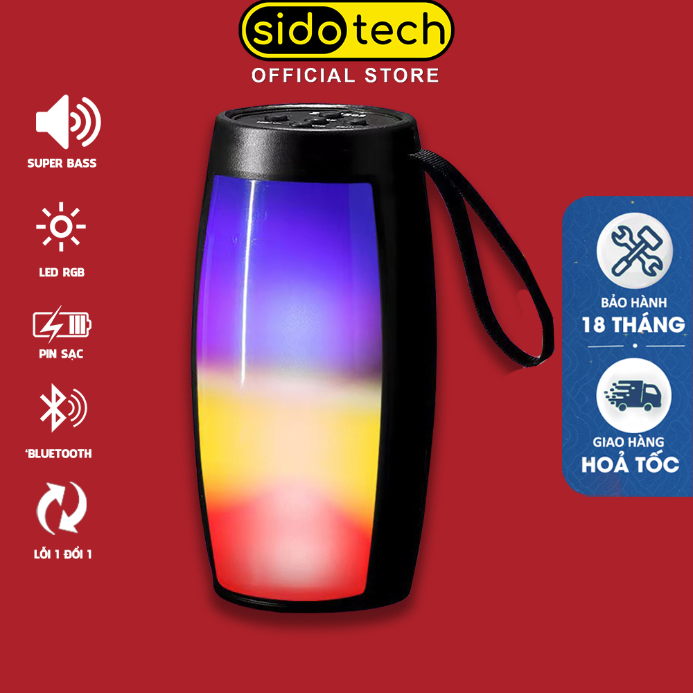 Loa bluetooth không dây mini SIDOTECH 211 bass mạnh âm thanh vòm LED RGB rực rỡ cho điện thoại laptop để bàn