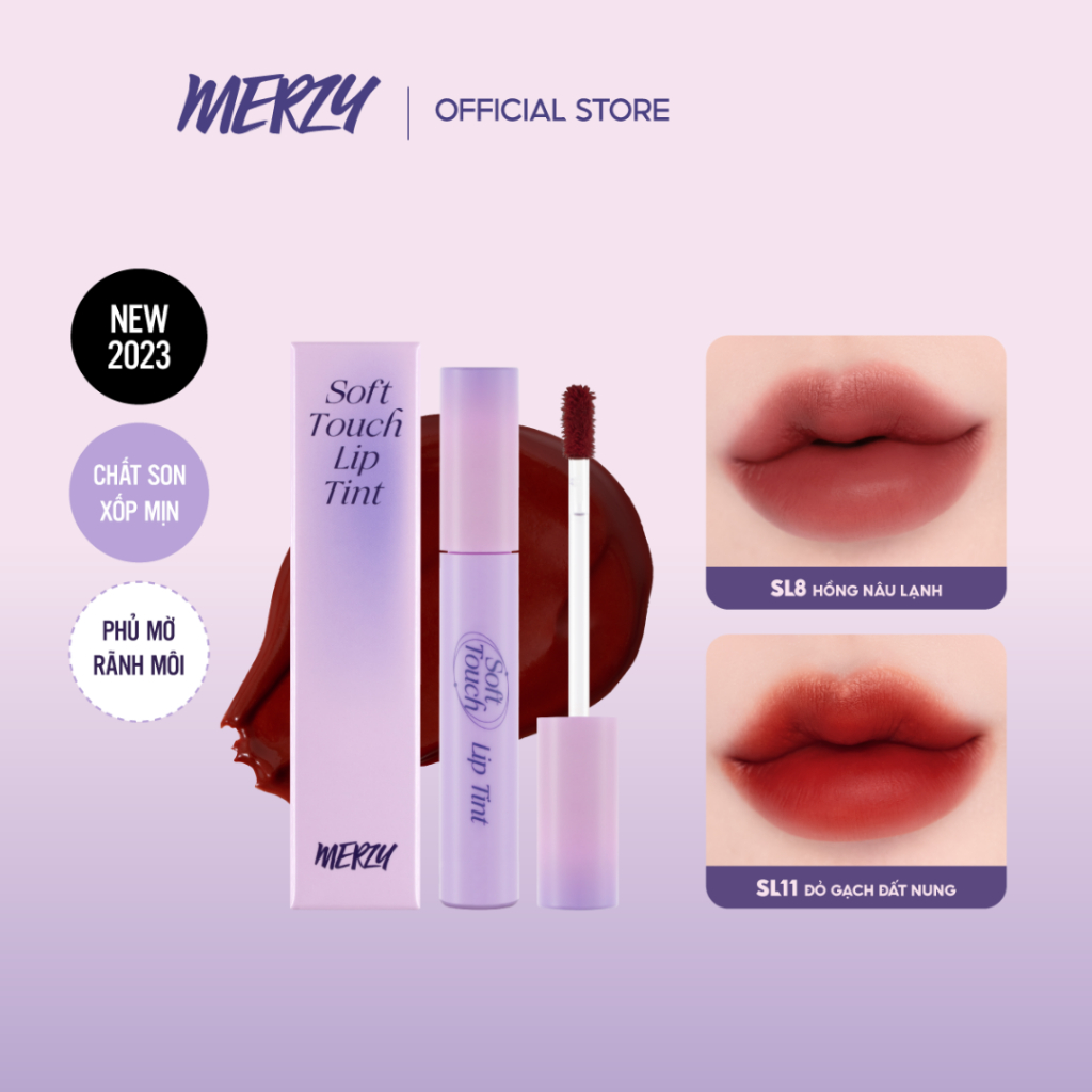  Son Kem Siêu Lì, Siêu Mịn Môi Hàn Quốc Merzy Soft Touch Lip Tint 3g