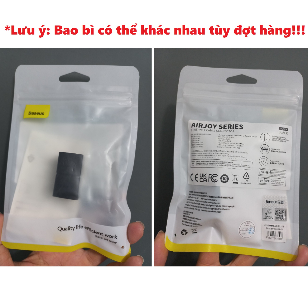Đầu nối dài cáp mạng RJ45 CAT7 CAT6 CAT5 1000MB/s 100MB/s)  BASEUS AIRJOY BS-OH120