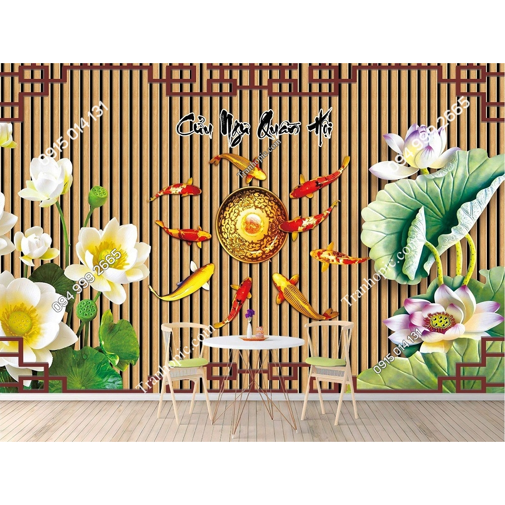 Tranh lụa 3D Lam Sóng Dán Tường