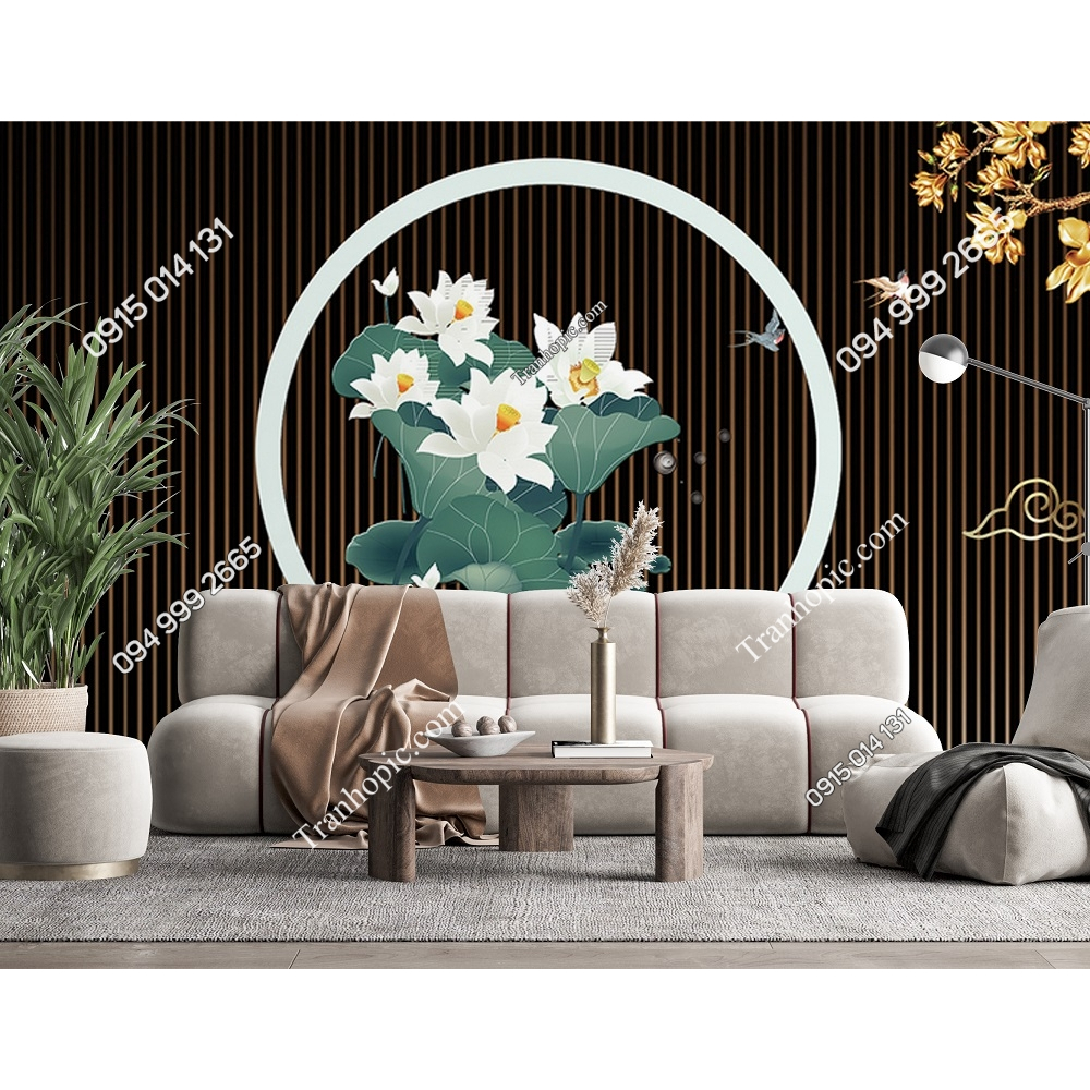 Tranh lụa 3D Lam Sóng Dán Tường