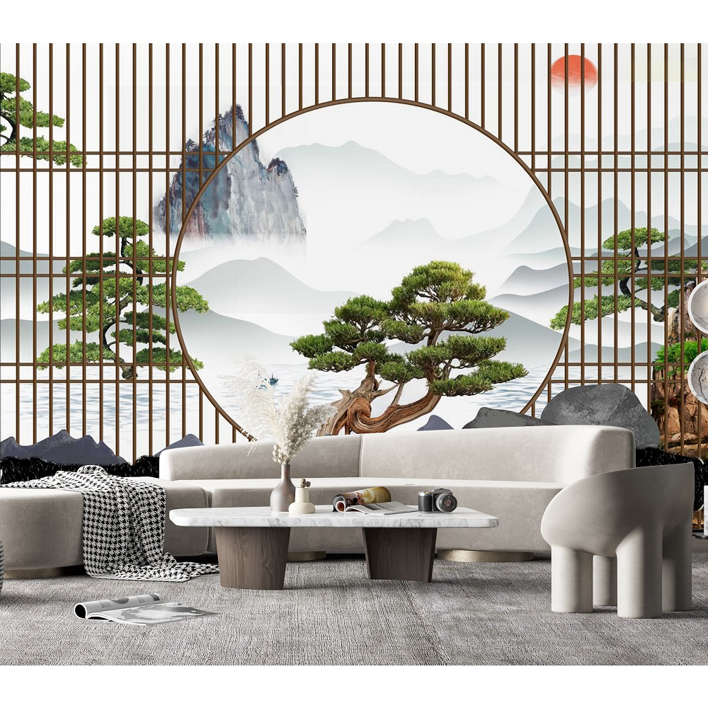 Tranh lụa 3D Lam Sóng Dán Tường