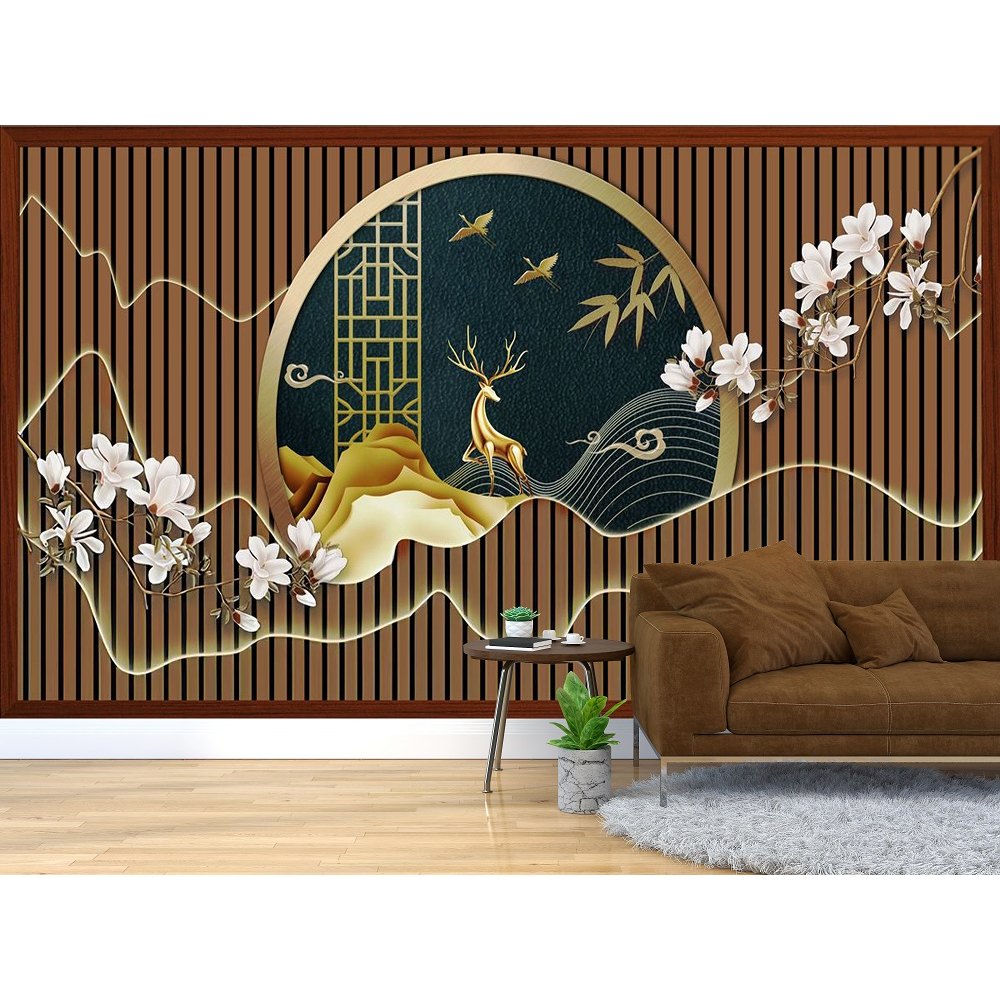 Tranh lụa 3D Lam Sóng Dán Tường