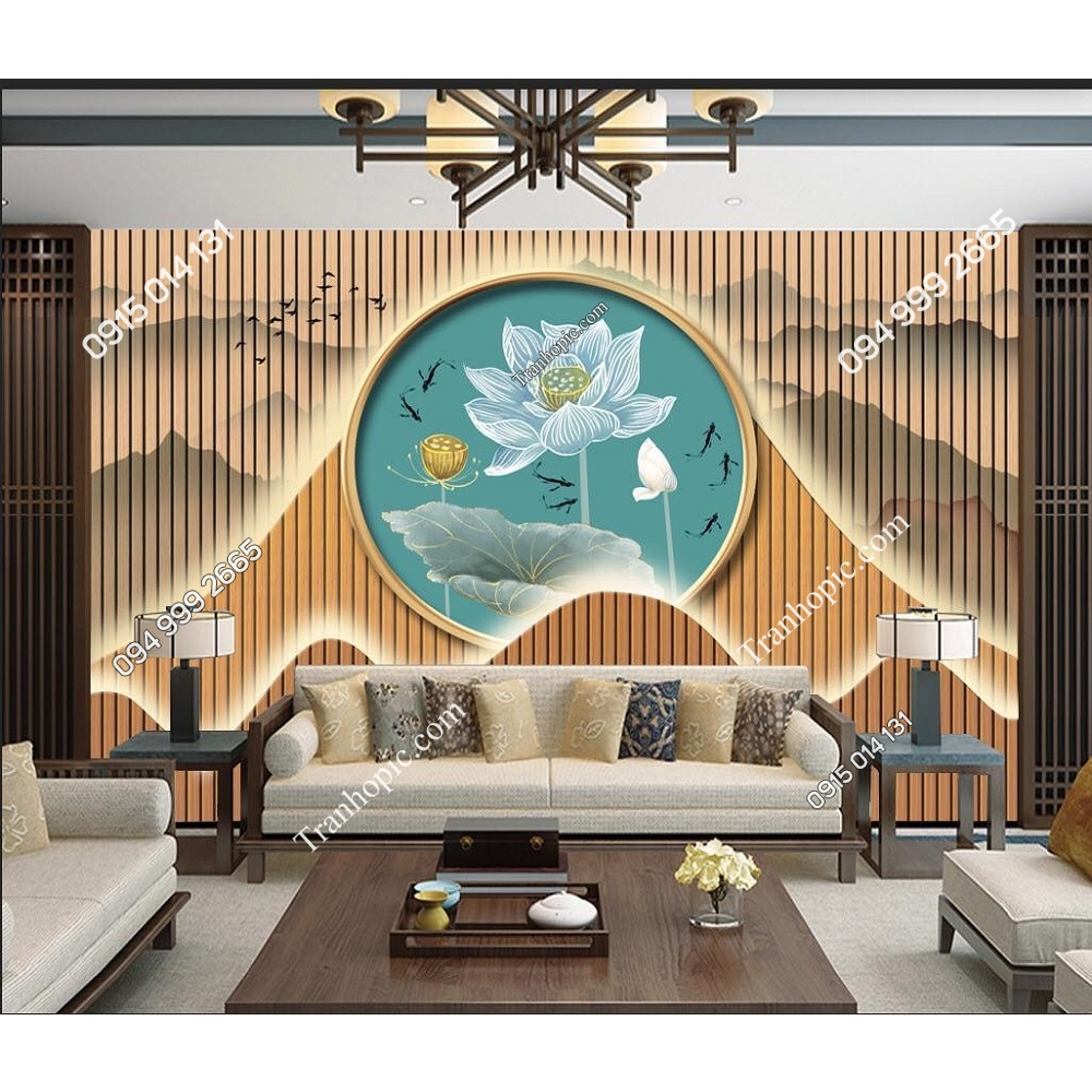 Tranh lụa 3D Lam Sóng Dán Tường