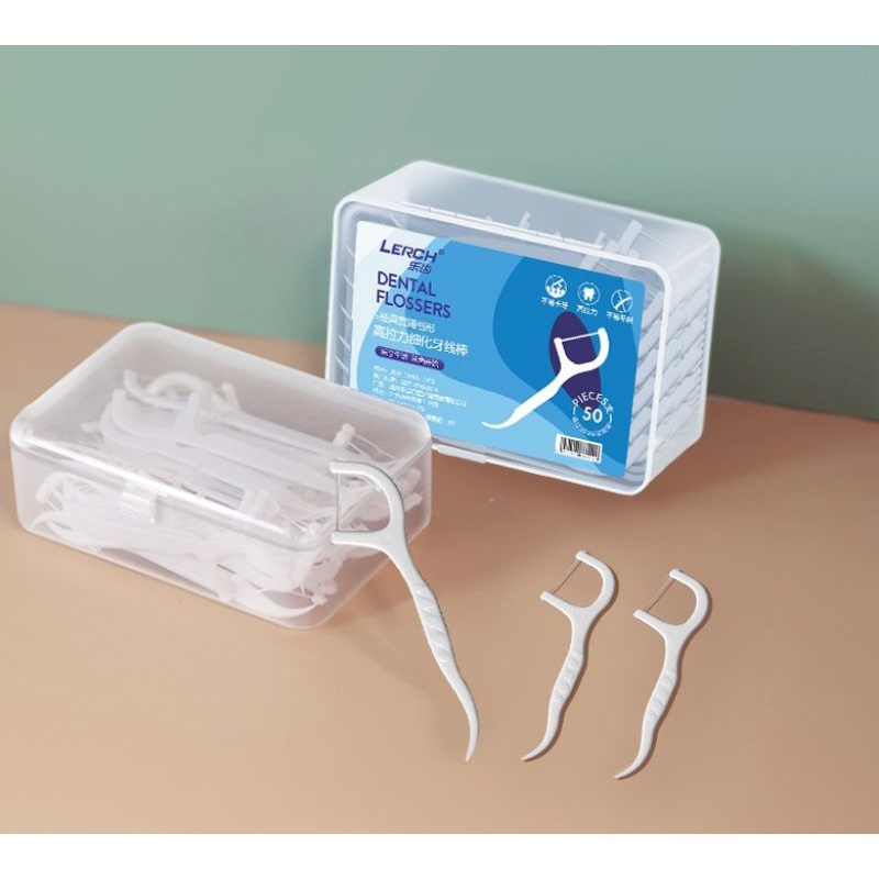 Tăm chỉ nha khoa hộp 50 Cây Dental Flossers tăm chỉ vệ sinh răng miệng.hangchinhhang.giasi