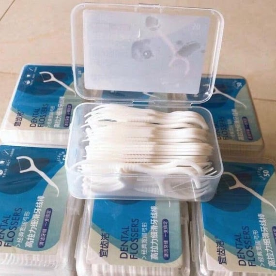 Tăm chỉ nha khoa hộp 50 Cây Dental Flossers tăm chỉ vệ sinh răng miệng.hangchinhhang.giasi