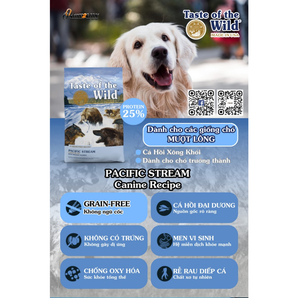 Taste Of The Wild For Dogs - Thức Ăn Hạt Cao Cấp Cho Chó Bao 2Kg - Top 1 in USA