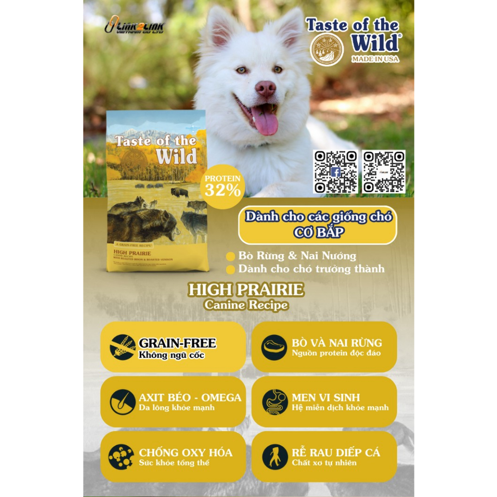 Taste Of The Wild For Dogs - Thức Ăn Hạt Cao Cấp Cho Chó Bao 2Kg - Top 1 in USA