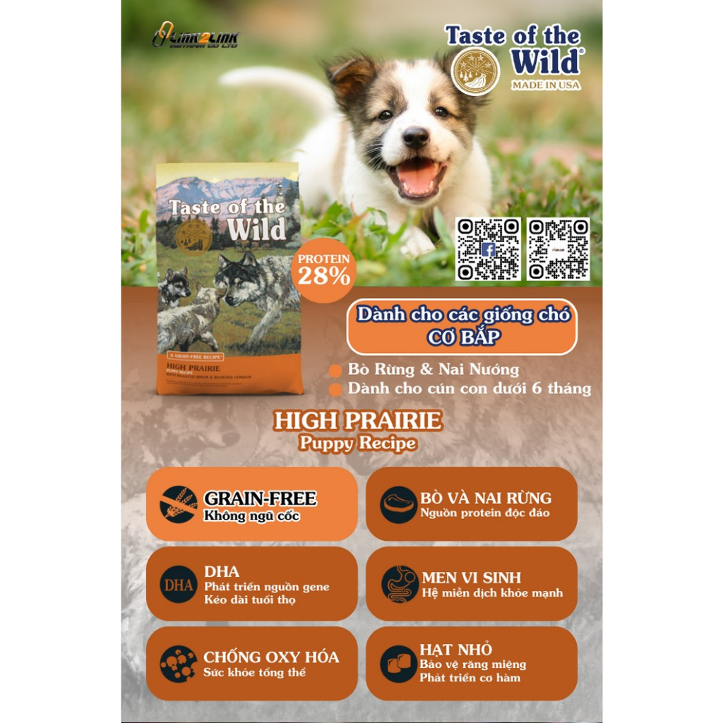 Taste Of The Wild For Dogs - Thức Ăn Hạt Cao Cấp Cho Chó Bao 2Kg - Top 1 in USA