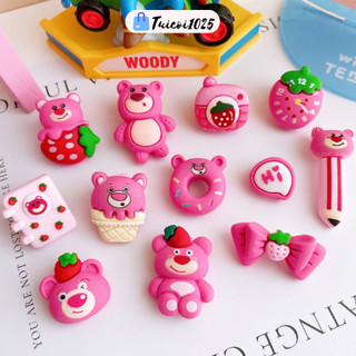 Sticker nổi 3D hình gấu dâu dễ thương, charm gấu lotso xinh xắn