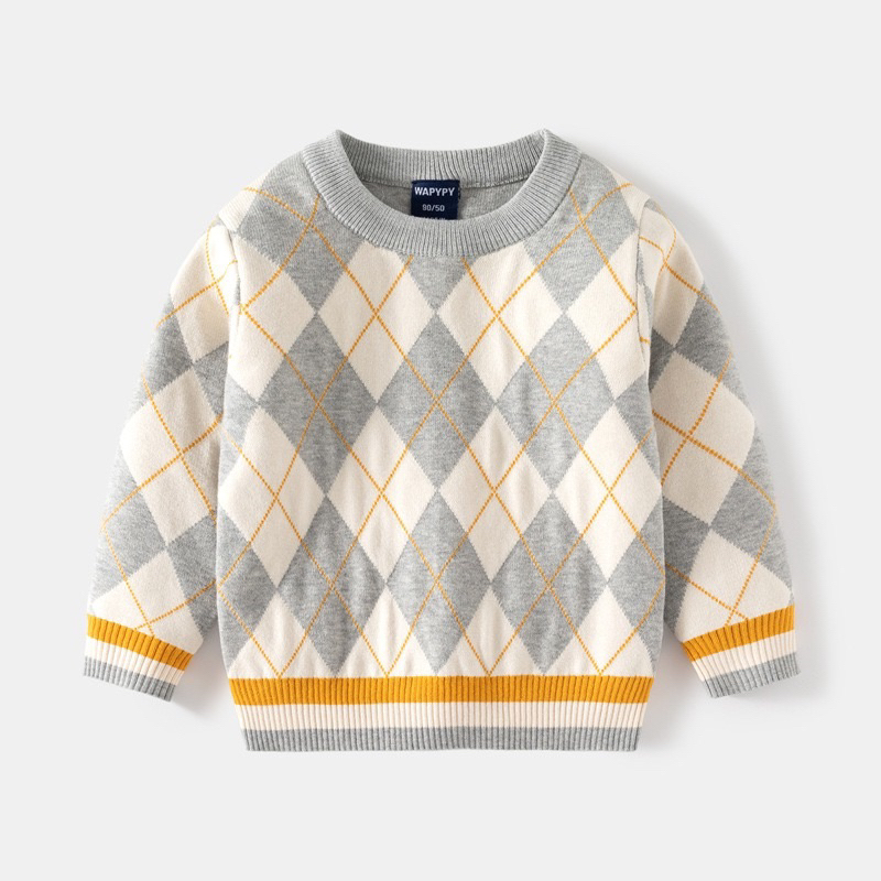 Áo len WAPYPY bé trai áo 2 lớp họa tiết kiểu dáng hàn quốc mẫu 2023