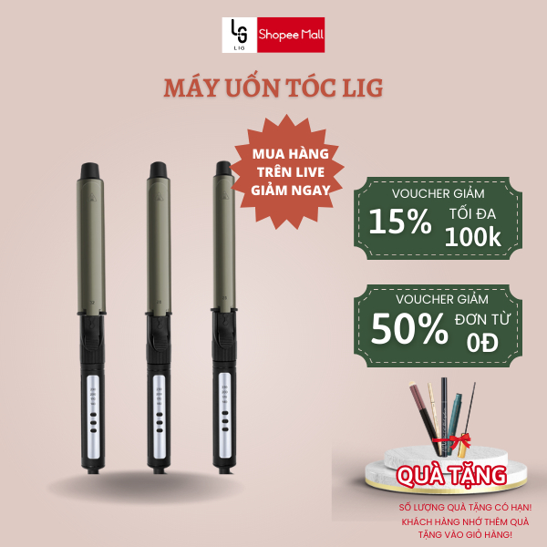 Máy uốn tóc xoăn lọn to LIG kiểu dáng Hàn quốc có điều chỉnh nhiệt trục dây điện xoay 360 độ - Bảo hành 3 tháng.