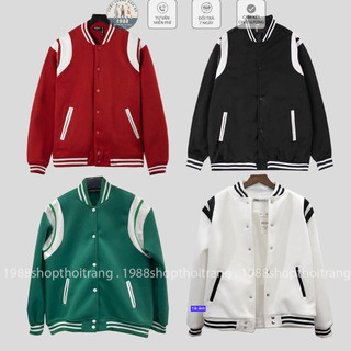 Áo bomber teddy phối vai trắng, áo khoác nỉ nam nữ siêu chất tt15