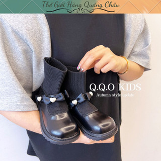 Giày bốt da cho bé cổ chun siêu chất, giày boot da bé gái đế êm nhẹ
