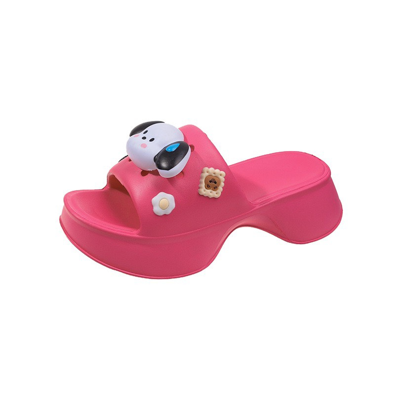 Dép Nữ Đế Dày Mũi Vuông Gắn Sticker CÚN - TĂNG 1 SIZE