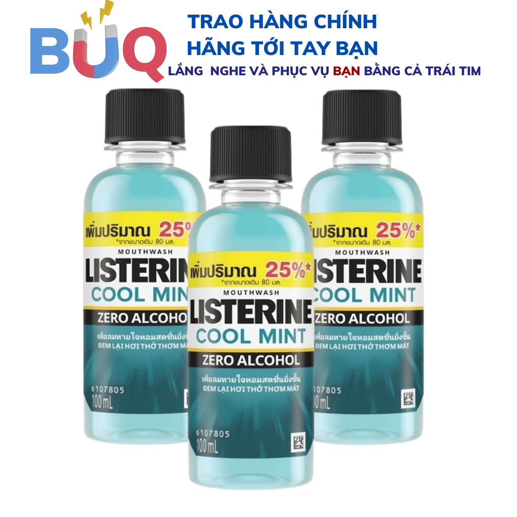 COMBO 3 CHAI NƯỚC SÚC MIỆNG LISTERINE 100ML GIÚP LÀM TRẮNG RĂNG, HƠI THỞ THƠM MÁT,NGỪA SÂU RĂNG