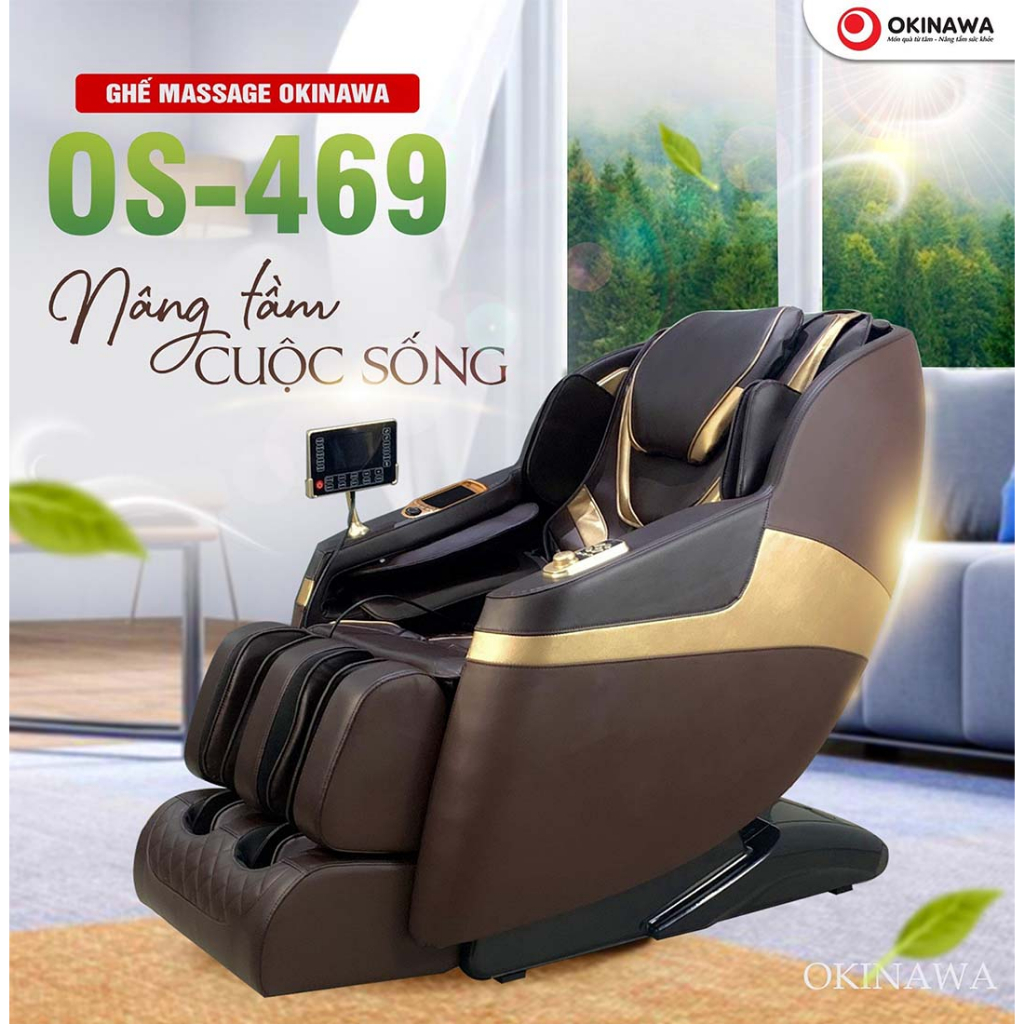 Ghế Massage Okinawa OS 469 4D, con lăn silocon, 18 bài tập trị liệu
