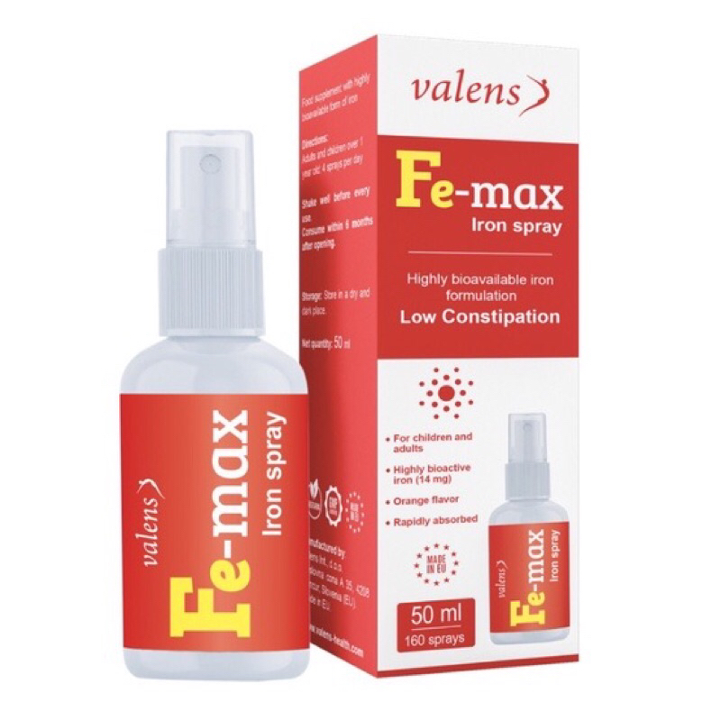 Sắt xịt Fe-Max Iron Spray phòng ngừa thiếu máu do thiếu sắt