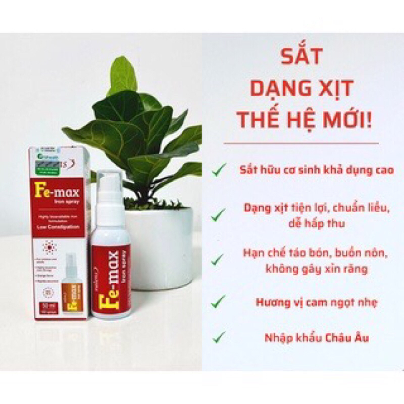 Sắt xịt Fe-Max Iron Spray phòng ngừa thiếu máu do thiếu sắt