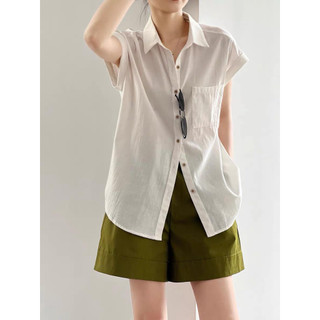 Áo sơ mi công sở nữ kiểu tay hến chất đũi linen xịn xò LAMO -B1117