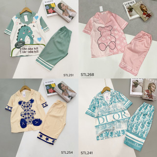 Bộ đồ ngủ pijama, bộ mặc nhà quần lửng, chất lụa xước cao cấp - Myna Pyjamas