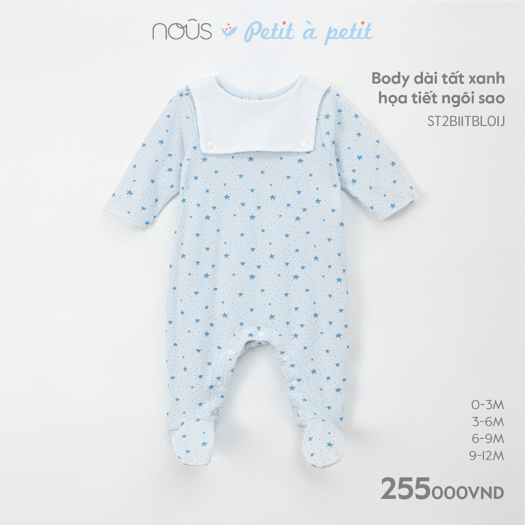 Bộ liền body dài tay Nous petit à petit cho bé
