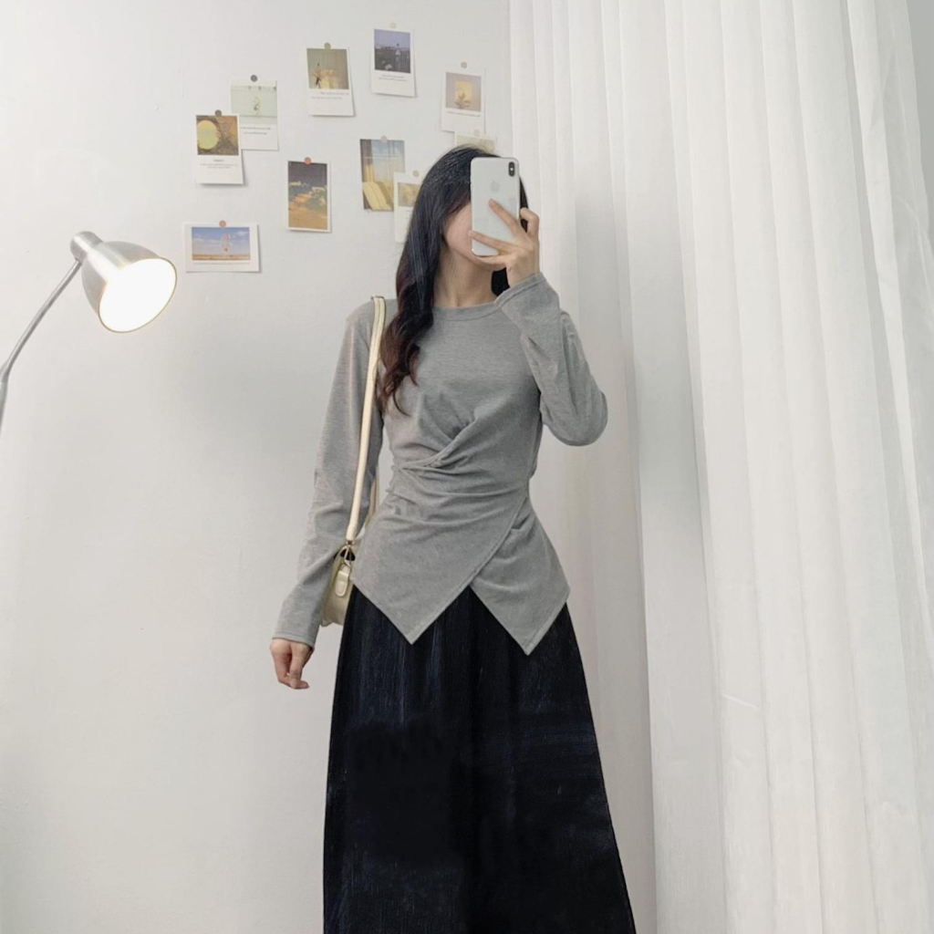 Áo Zip Vạt Lệch Tay Dài LILISTORE23