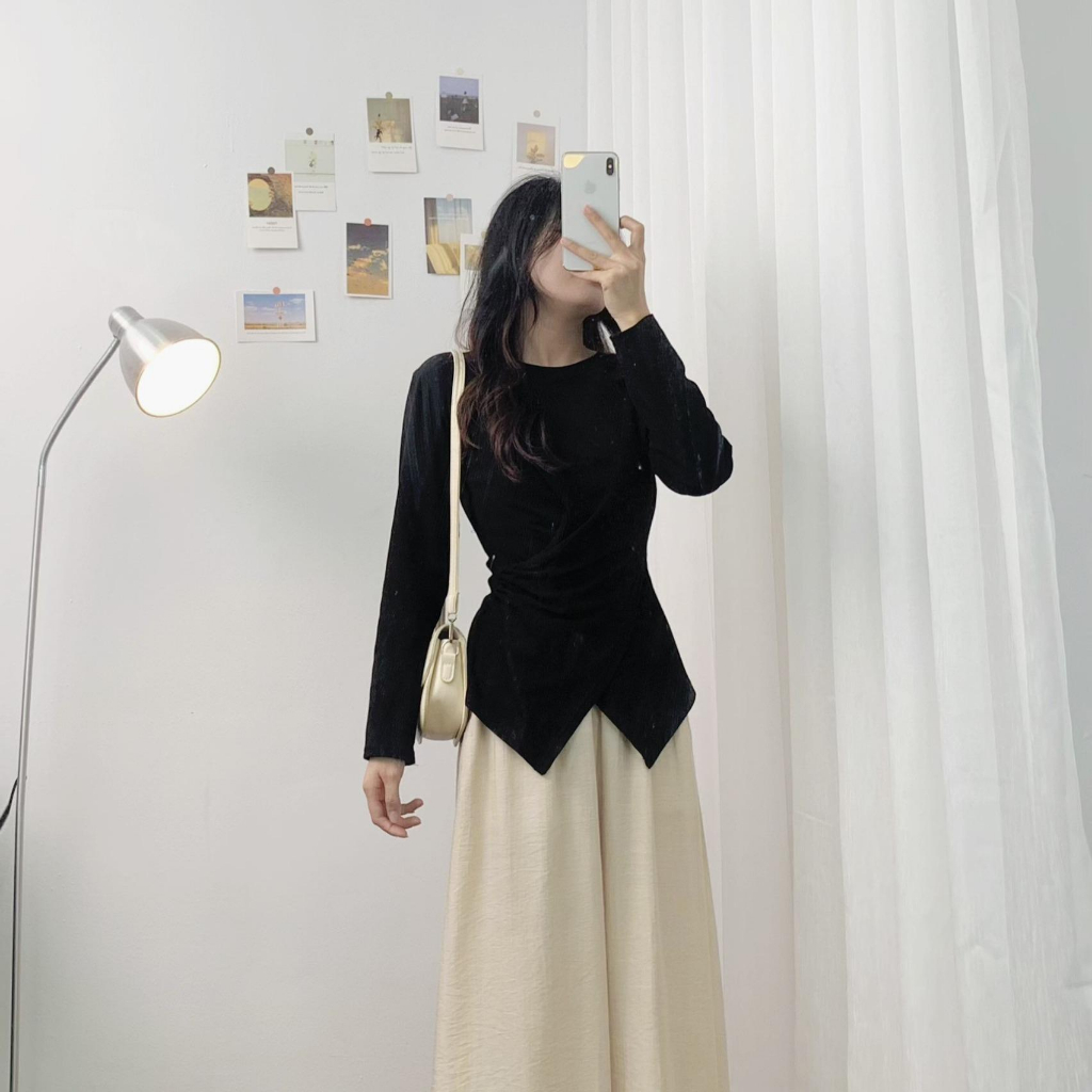 Áo Zip Vạt Lệch Tay Dài LILISTORE23