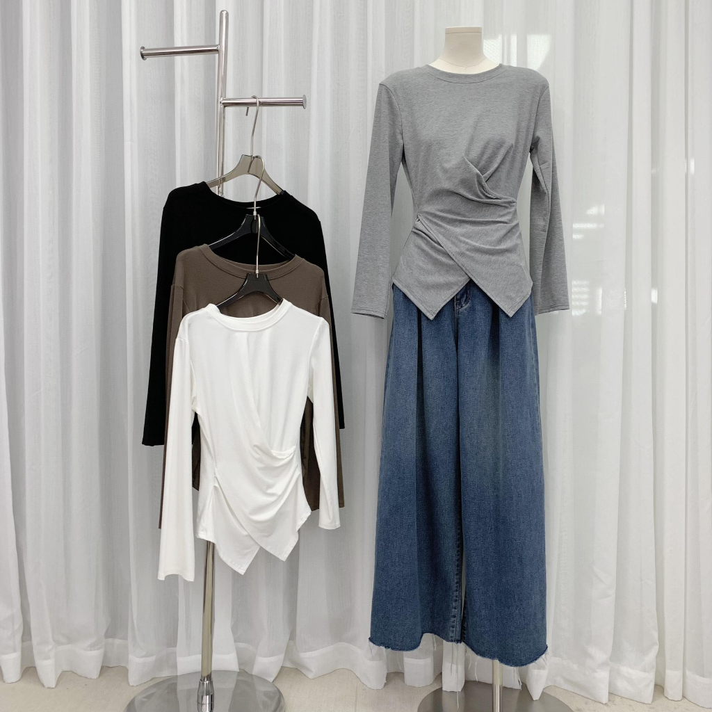 Áo Zip Vạt Lệch Tay Dài LILISTORE23