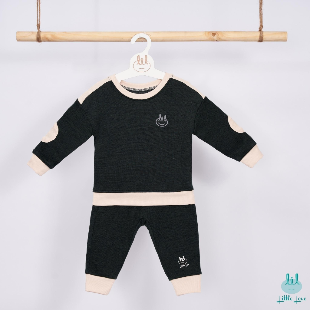 Bộ quần áo len dài tay bé trai và gái, có đáp đệm khuỷu tay LiL Little Love - LDT129