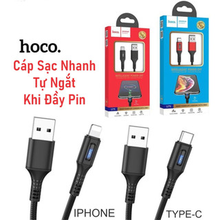 Cáp sạc nhanh tự ngắt thông minh khi đầy pin chính hãng hoco u79 cho ip- micro usb-type c dài 1.2m bảo hành 6 tháng