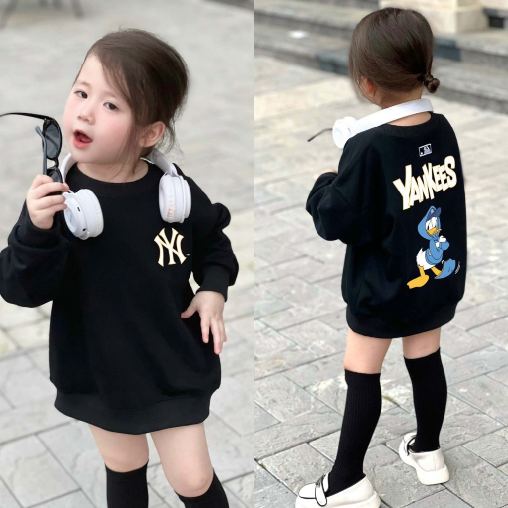 Áo nỉ cổ tròn cho bé hình N.Y vịt yankees, áo sweater trẻ em,TP KIDS,[M491]