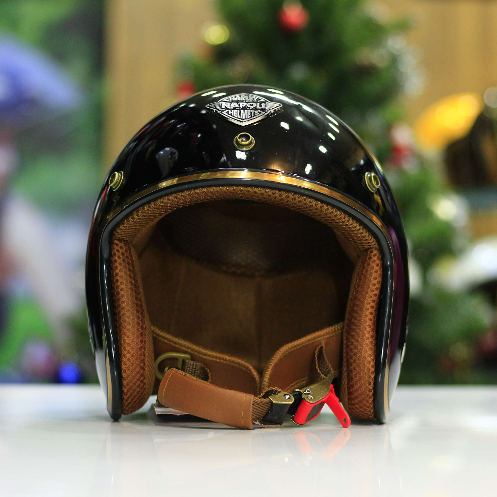 Mũ bảo hiểm 3/4 Napoli Sh Ruby New Đen Bóng