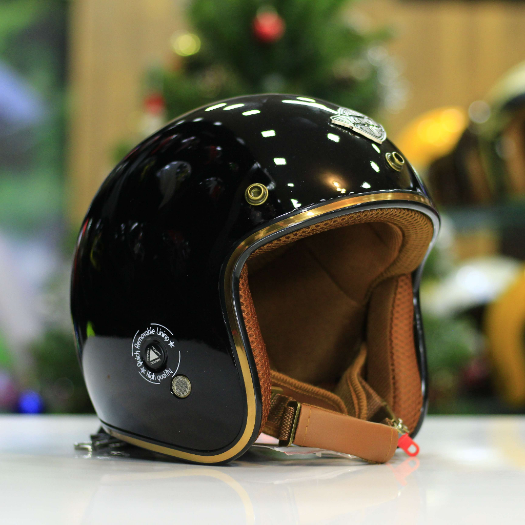 Mũ bảo hiểm 3/4 Napoli Sh Ruby New Đen Bóng