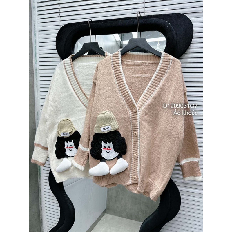 Áo khoác len viền tay dài phối hình nổi hàng nhập chuẩn! transstore