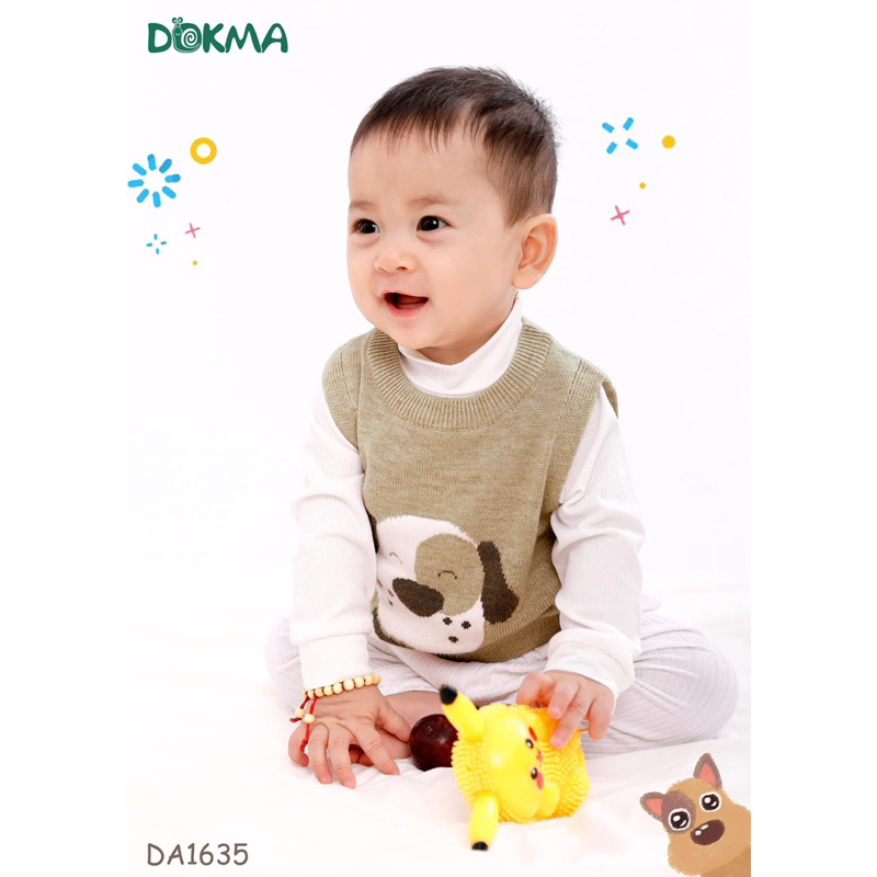 Áo gile len chui  đầu Dokma DA1635 cho bé từ 3-6m đến 18- 24 tháng