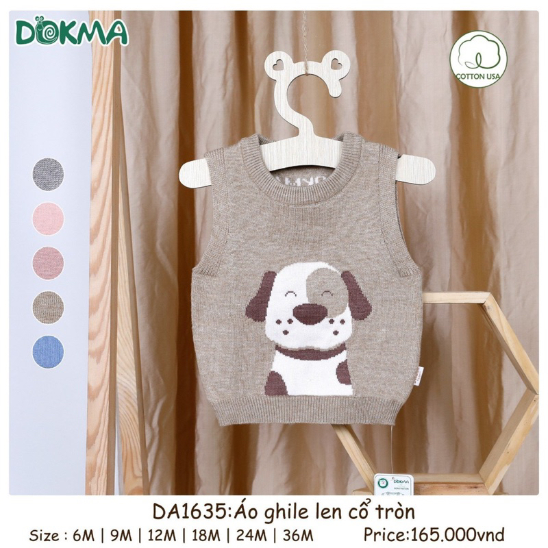 Áo gile len chui  đầu Dokma DA1635 cho bé từ 3-6m đến 18- 24 tháng