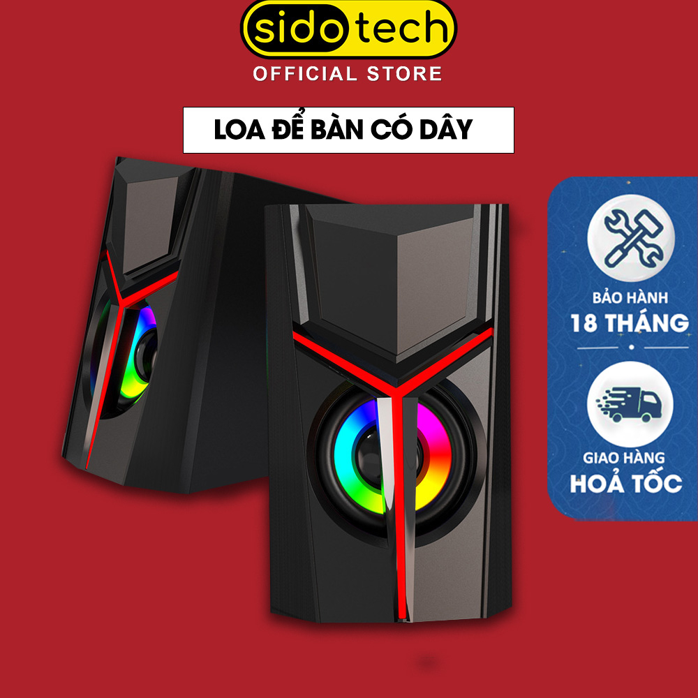 Loa máy tính mini để bàn SIDOTECH DX19 đèn LED RGB hiệu ứng âm thanh stereo bass mạnh mẽ phù hợp với tivi vi tính laptop