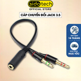Dây jack chuyển đổi tai nghe 3.5mm sang 2 cổng 3.5mm cho audio và mic dùng trên laptop máy tính SIDOTECH JS100