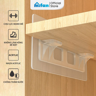 Miếng Dán Chốt Đỡ Kệ Cao Cấp MIFAN - Ke Góc Chữ L Đỡ Kệ Gỗ Treo Tường,  Đợt Tủ, Khung Tranh - Không Cần Khoan Đục