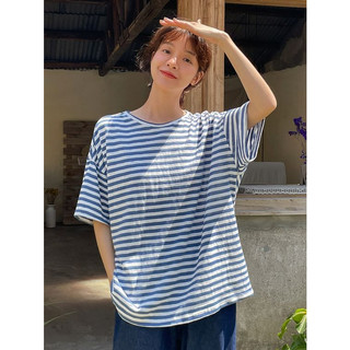 Áo Thun Nữ Kẻ Sọc Ngắn Tay Dáng Rộng Freesize 111