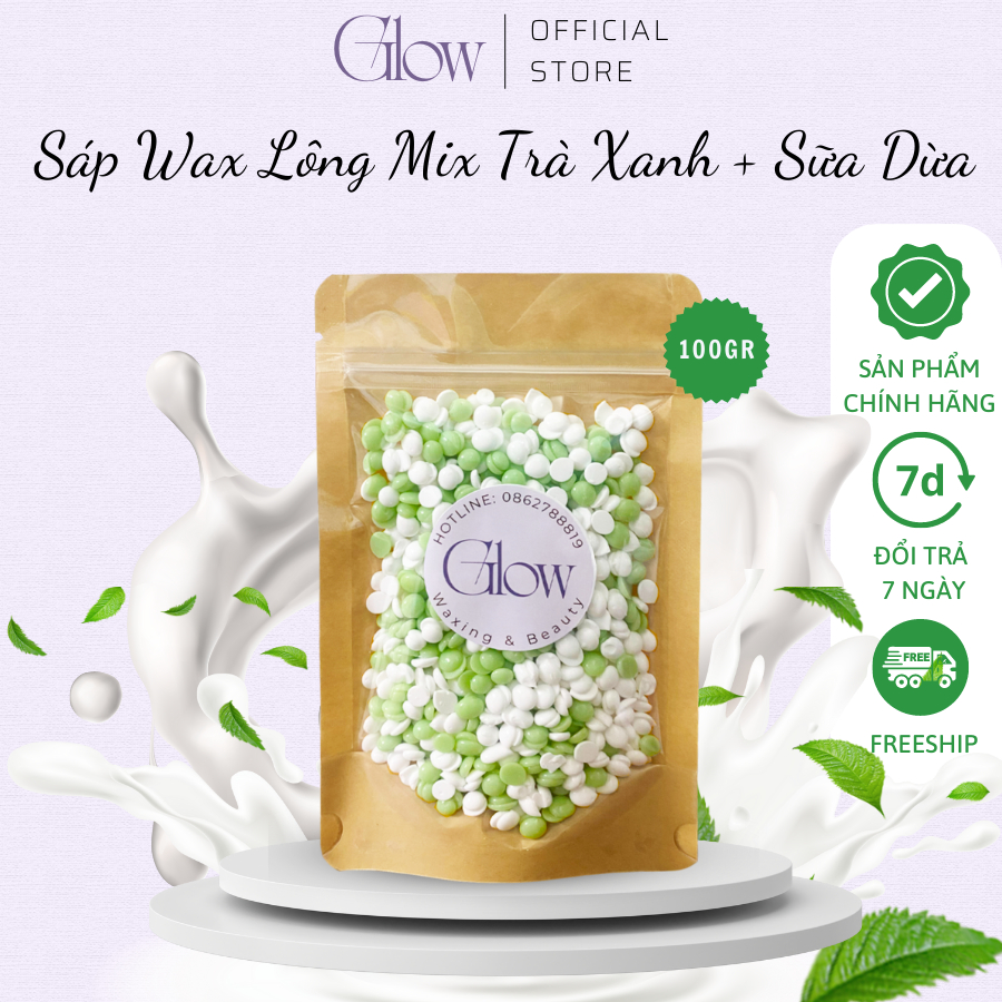 Combo Chén Silicon Nấu Sáp Wax Lông GLOW WAXING + 100gr Sáp Wax Lông GLOW WAXING Premium Tặng Que