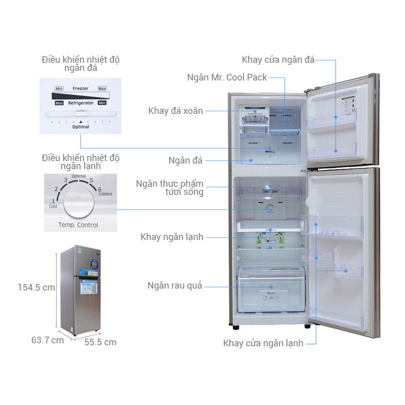 Tủ lạnh Samsung  236 Lít Inverter RT22FARBDSA - Hàng chính hãng