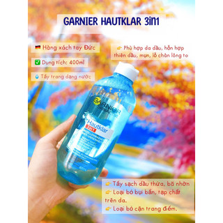 Tẩy trang Garnier Hautklar 3in1 - 400ml⛄ ➡ Garnier Skin Active Hautklar 3in1 là sự k