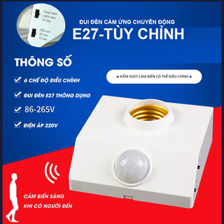 Đui đèn cảm biến hồng ngoại E27 - đui đèn cảm ứng chuyển động