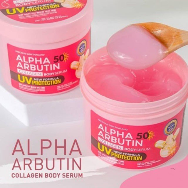 Kem Dưỡng Trắng Da Chống Nắng Alpha Arbutin Collagen Body Serum 500g UV 50 SPF Precious Skin Thái Lan