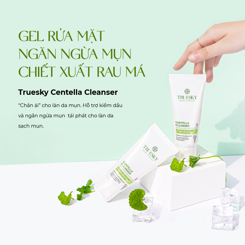Gel rửa mặt ngăn ngừa mụn Truesky Centella Cleanser chiết xuất RAU MÁ 50g