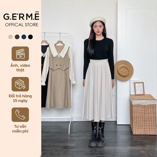 Chân Váy Dài Nữ Xếp Ly , Chân Váy Chữ A Cạp Cao Phong Cách Hàn Quốc, Tôn Dáng Thời Trang v238420 By Germe