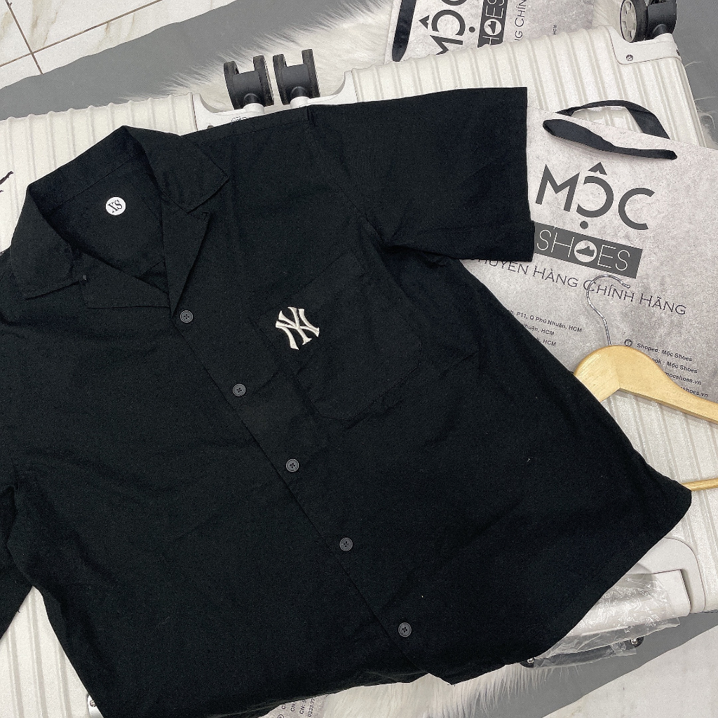 Áo Sơ Mi Mlb - Tay Ngắn - * Đám Mây * - Đen